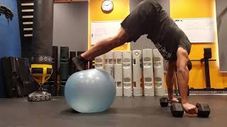 Swissball Pike with Dumbbells