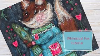Whimsical Woodland Fox Painting| Acrylic + Colored Pencil Details