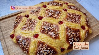 Coca de san juan con crema pastelera