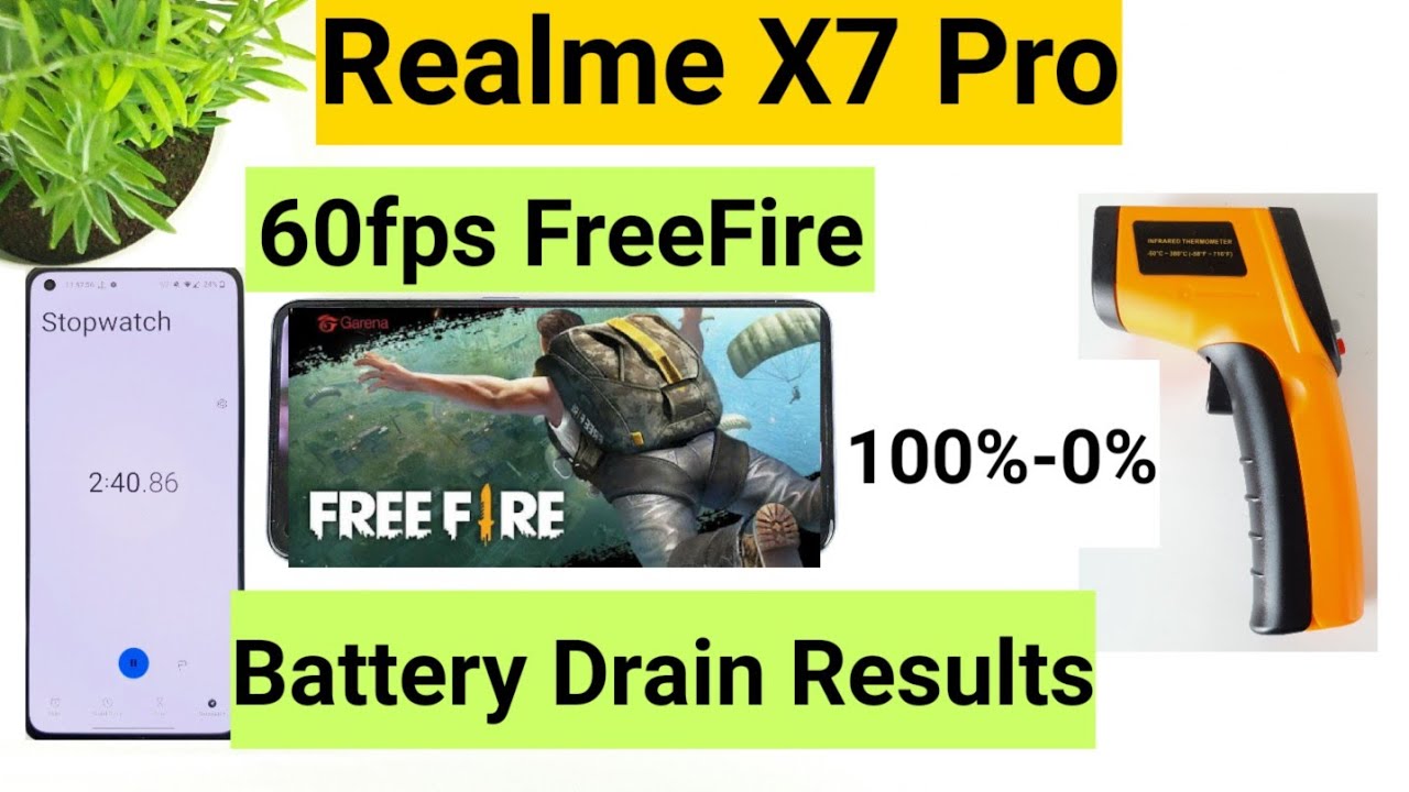 Realme x7 pro freefire battery drain 100%-0% & heating test results