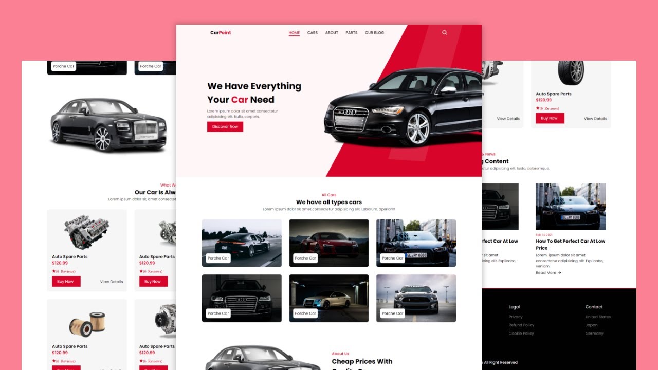 Create a Responsive Car Sale Website Design Using HTML CSS And JavaScript