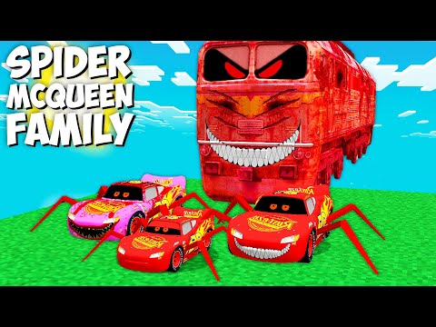 SCARY METRO TRAIN CHASING Spider McQueen EXE family in Minecraft Animation