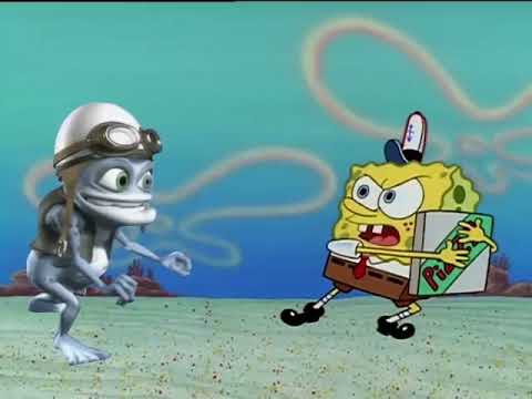 Crazy Frog trying to get a pizza from Spongebob