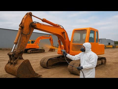 How do we repaint an old excavator machine?