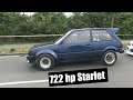 722 Hp Starlet testing at Racedays.dk In odense