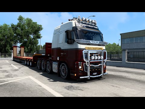 ETS2 (1.43). Volvo FH16 700 Pendragon; Kässbohrer 10 Axes; Oversize Livourne, Suzzara (Italie). 22t.