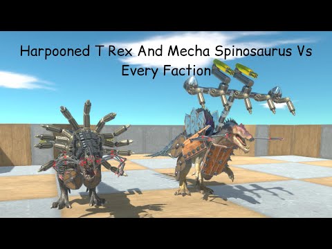 Harpooned T Rex And Mecha Spinosaurus Vs Every Faction ARBS |Animal Revolt Battle Simulator