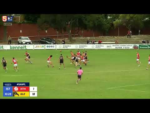 Rd 6 SANFL Snapshot - Glenelg's Hugh Stagg bounces one through