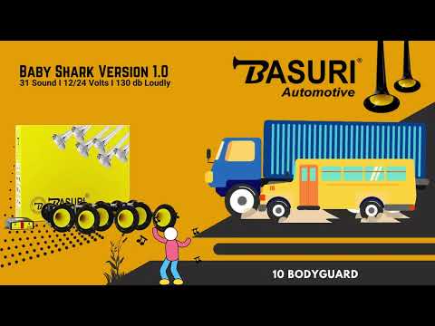 BASURI® Musical Air Horn | 12/ 24 Volt | 130 DB | Version (Baby Shark 1.0) 31 Super Loud Melodies