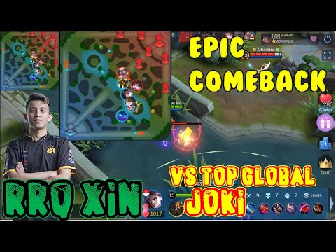 RRQ XIN (XIXIXI NGAKAK ABIEZ) CLAUDE EPIC KAMBEK VS TOP GLOBAL JOKI TOWER TINGGAL 1 VS 8 TURRET