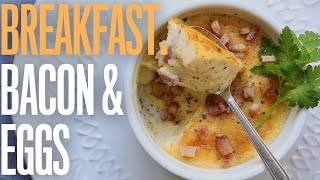 Bacon & eggs with cheese in a pot | French home cooking recipes
