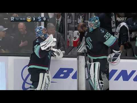 Philipp Grubauer pulled after allowing 3 goals in the first 5 mins. of the game