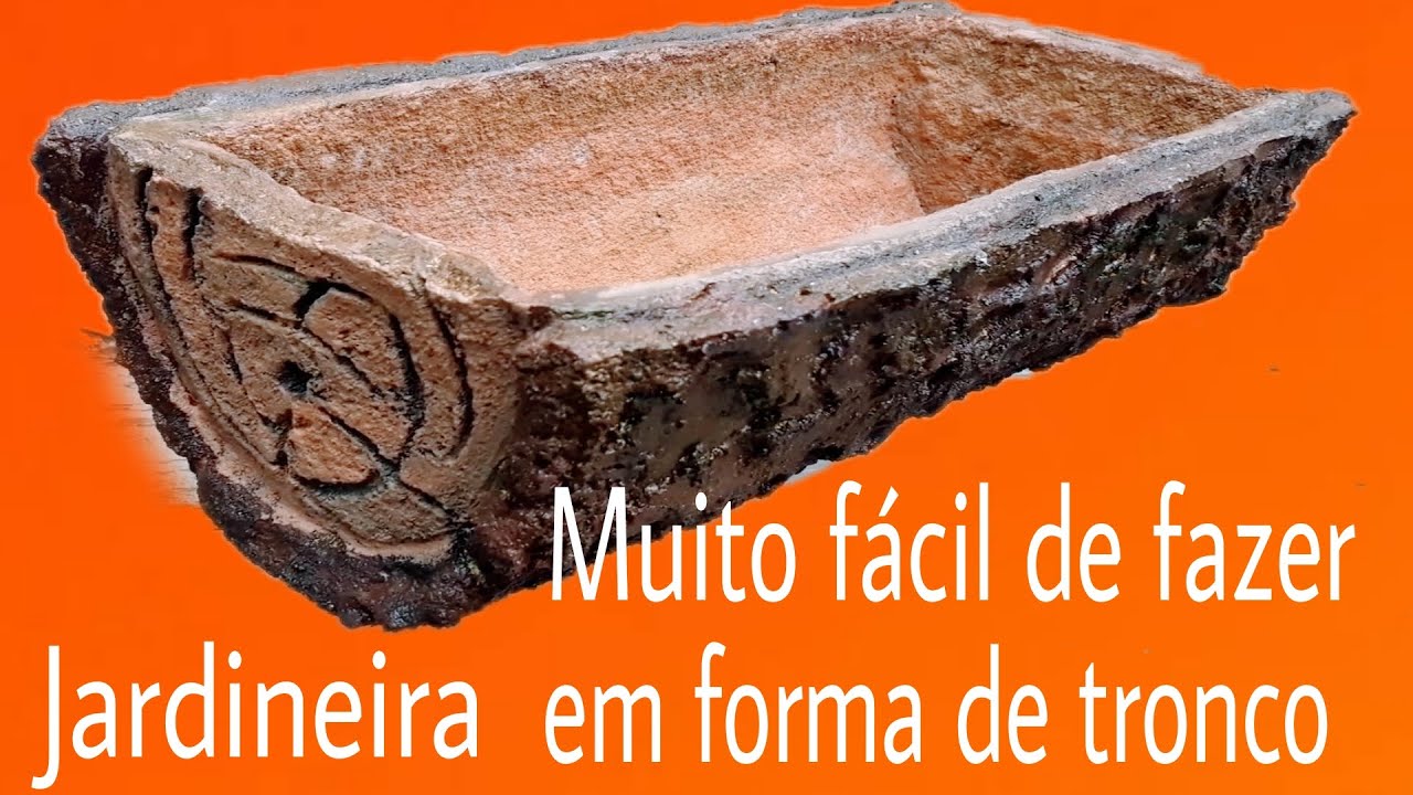 Como fazer jardineira de cimento em forma de tronco de árvore