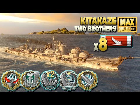 Kitakaze dominates on map Two Brothers - World of Warships