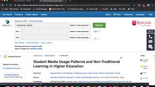 How to Use the ERIC Database - Database of the Week Rutgers 530:90