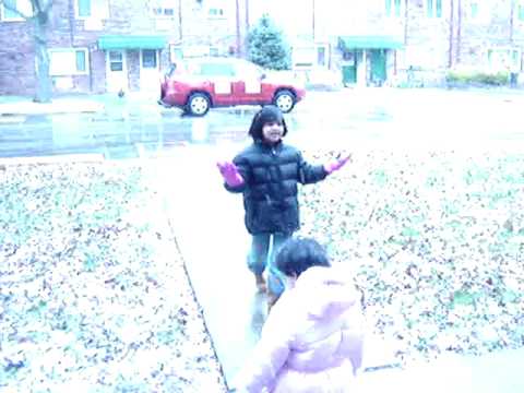 Shalvi and Aditi enjoying snowfall