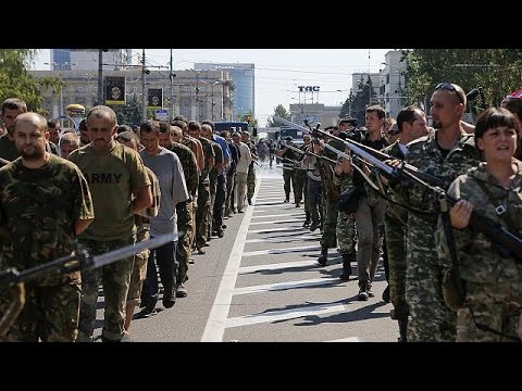 Video: Captured Ukrainian soldiers march through streets of Donetsk
