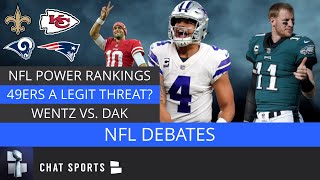 NFL Power Rankings Debate, Dak Prescott vs. Carson Wentz, 49ers’ Playoff Chances & NFL Injury News