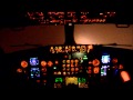 Boeing 737-500 cockpit.Night ILS RW19 landing at ...