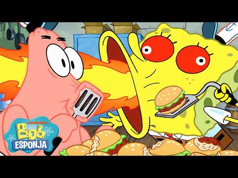 Bob Esponja | 3 horas de los momentos más locos del Crustáceo Cascarudo 🍔 | Bob Esponja en Español