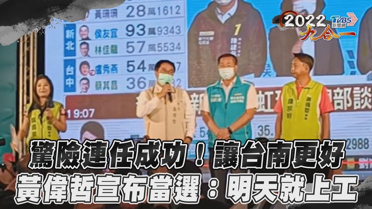 驚險連任成功！黃偉哲要讓台南市更好：明天就開始上工