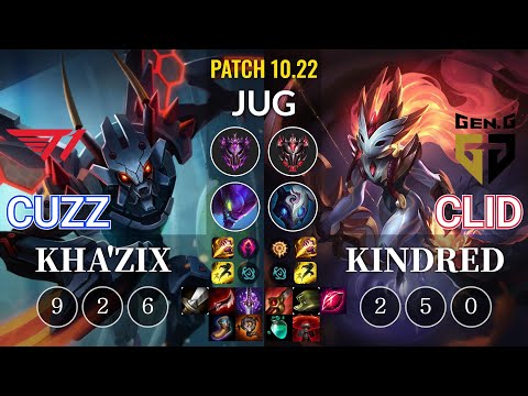 T1 Cuzz Kha'Zix vs GEN Clid Kindred Jungle - KR Patch 10.22