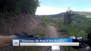 This is the famous Deadline descent on Sky Mt. in Snowmass Village. This was designed and built as a cross country friendly one-way only descent. You still have to climb about 20 minutes to get to the start though.