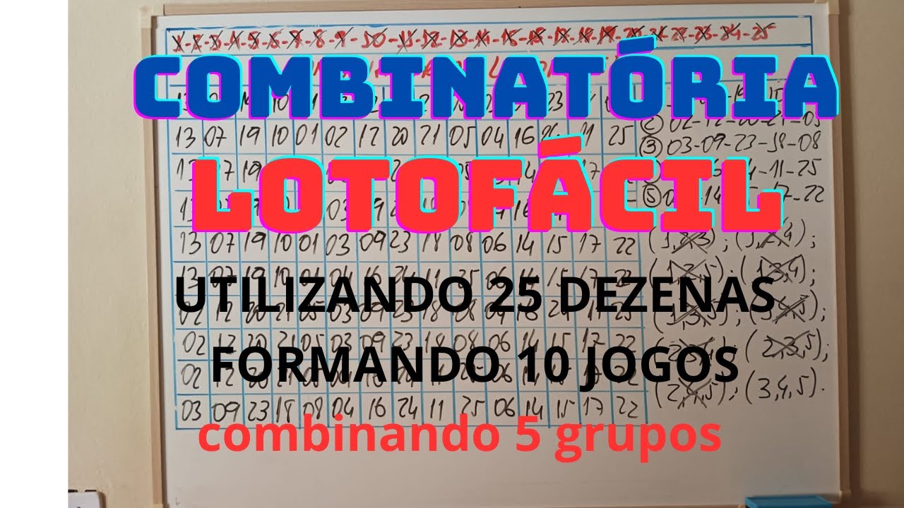COMBINATÓRIA LOTOFÁCIL, Combinando 25 dezenas em 10 jogos.