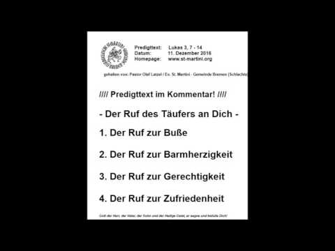 11.12.2016 - Der Ruf des Täufers an Dich