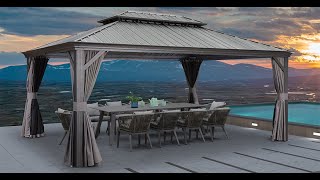Purple Leaf 12' x 16' Grey Outdoor hardtop gazebo