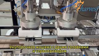 Укупорочный станок с двумя головками и сервоприводом, автоматический укупорщик