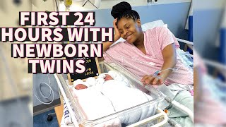 REALISTIC FIRST 24 HOURS WITH MY NEWBORN TWINS |HOW I FEEL AFTER BIRTHING TWINS|BREASTFEEDING ISSUES