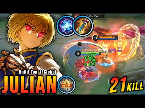 21 Kills!! Julian Crazy LifeSteal with Brutal Damage!! - Build Top 1 Global Julian ~ MLBB