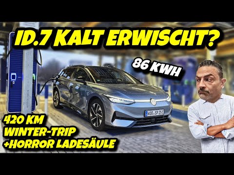 VW ID.7 86 kWh - 400 km im Winter + Horror Ladesäule. #automobile 