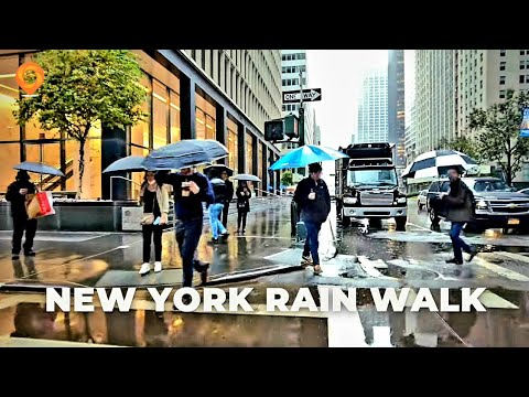 Morning Rain Walk in New York City [4K]