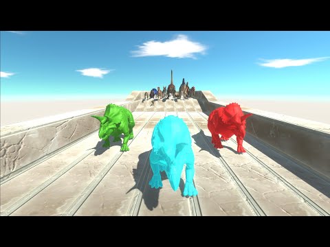 Race to eat Neon Triceratops Trio - Animal Revolt Battle Simulator