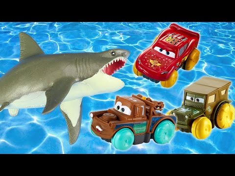 Shark Attack! Disney Cars Toys Lightning McQueen, Mater Silly Pretend Toy Shark!