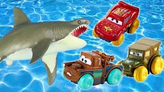 Shark Attack! Disney Cars Toys Lightning McQueen, Mater Silly Pretend Toy Shark!