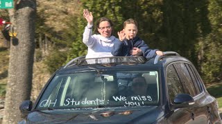 Quaker Hill teachers and staff on parade