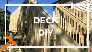 Menards Deck Kit // How To Trim A Deck Handrail In Place // Installing Deck Balusters