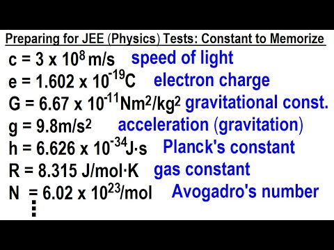 How to Prepare for the JEE Physics and Other Physics Tests 2 of TBD Constants to Memorize
