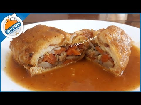 Pechuga de pollo rellena con verduras en salsa de 2 chiles | Chef Roger Video