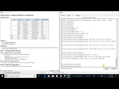 8.2.2.7 Packet Tracer - Configuring OSPFv2 in a Single Area