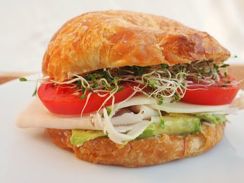 Sandwich Recipe: Turkey, Avocado and Sprouts Croissant Sandwich by Everyday Gourmet with Blakely