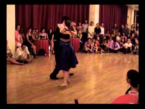  Andrea Misse  and  Javier Rodriguez  are  dancing  to  the  tango  "  El Bulin De La Calle Ayacucho  "