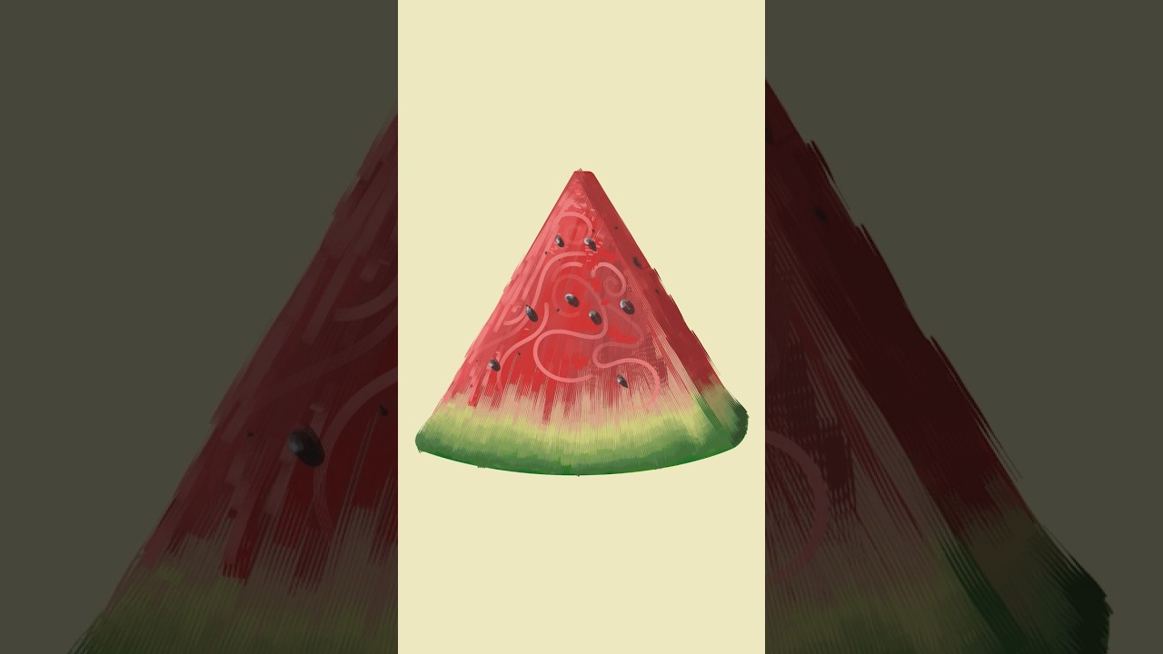Drawing a Watermelon Slice vector in adobe Illustrator #vectorart