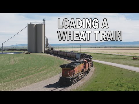 Loading a Shuttle Train at a Montana Grain Elevator - Aerial Reel