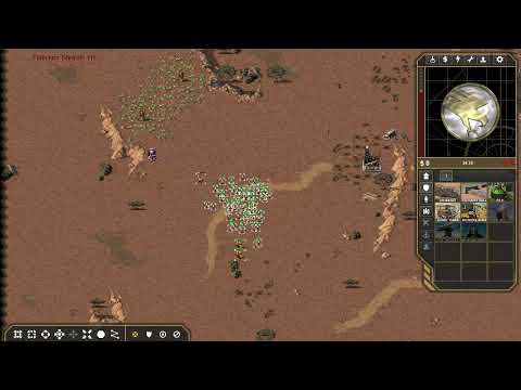 OpenRA Combined Arms; skirmish, Desert Strike; unrestricted tech; GDI vs Nod naval AI with sand!