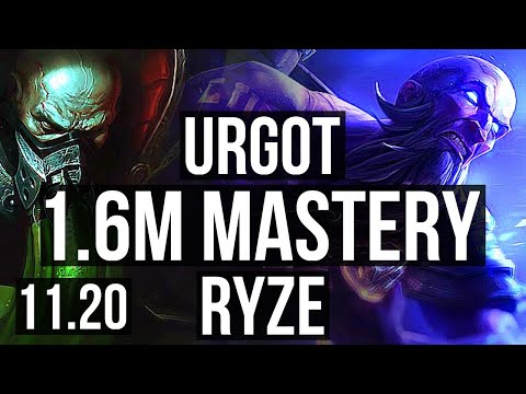 URGOT vs RYZE (TOP) | 1.6M mastery, Legendary, 700+ games, 15/4/6 | BR Master | v11.20