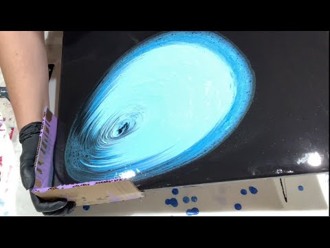 (322) DRAMATIC Black Satin Enamel Straight Pour No Silicone- Acrylic Paint Pouring - Fluid Art